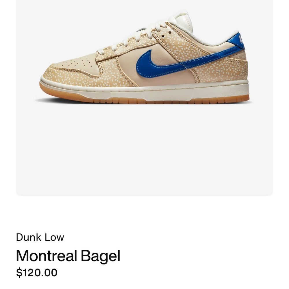 Nike Dunks Montreal Bagel Sesame Dunks 4.5 Men’s/6 women